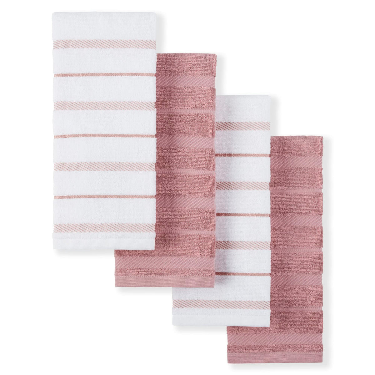 KitchenAid Albany Kitchen Towel 4-Pack Set, Honey Orange/White, 16"x26"