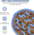 Outward Hound Fun Feeder Slo Bowl – Large 4‑Cup Capacity, Slow Feeding, Medium to Large Dogs, Non‑Slip, Blue, Notch Pattern