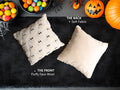 Halloween Ghost Decorative Pillow Covers 18x18 Set of 2, Beige Soft Plush Faux Fur Farmhouse Throw Cushion Cases for Fall Holiday Home Decorations