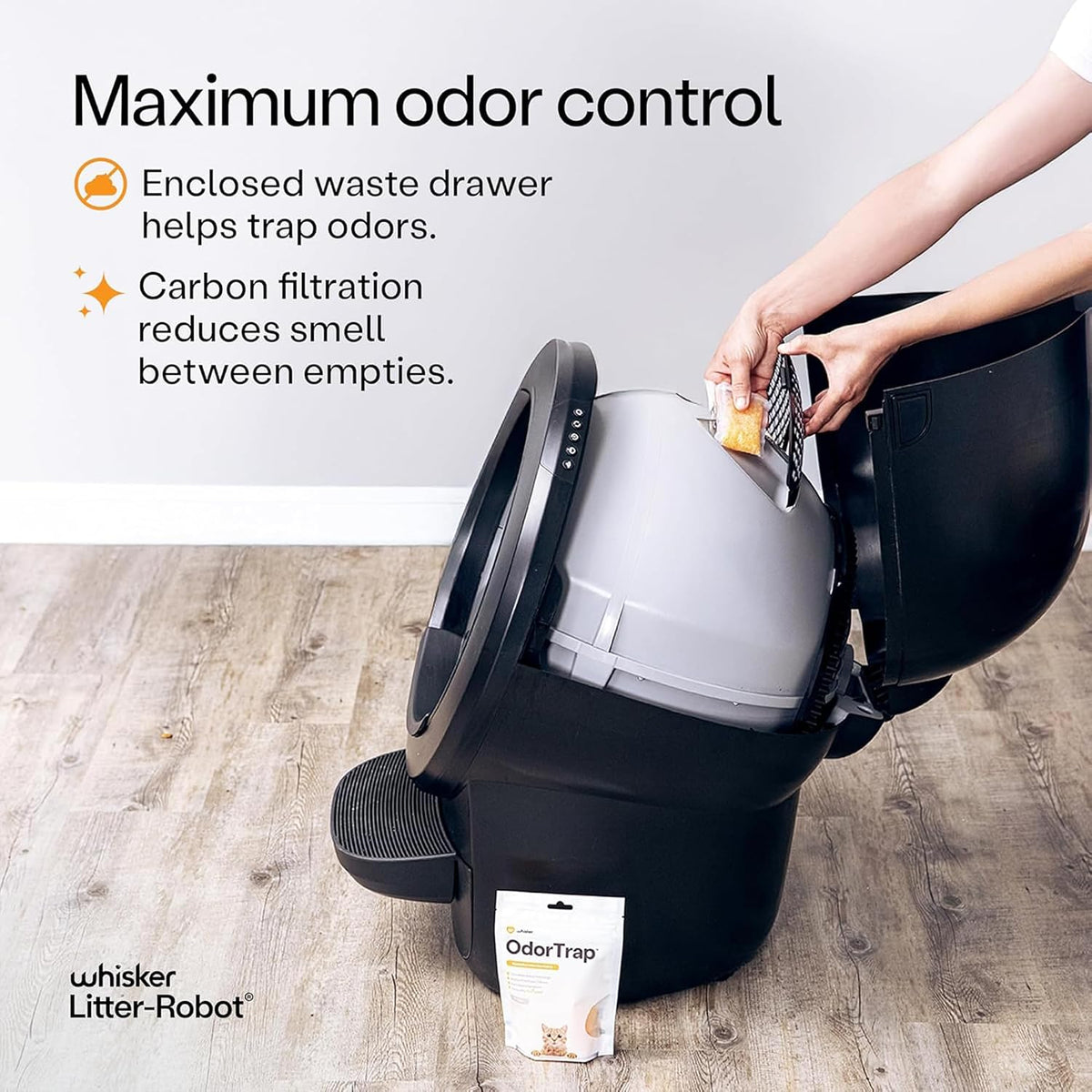 Litter-Robot 4 Supply Bundle by Whisker, Black - Automatic | Automatic, Self-Cleaning Cat Litter Box, Includes 3 OdorTrap Refills, 10 Liners, 30 Cleaner Wipes, & 2 Carbon Filters