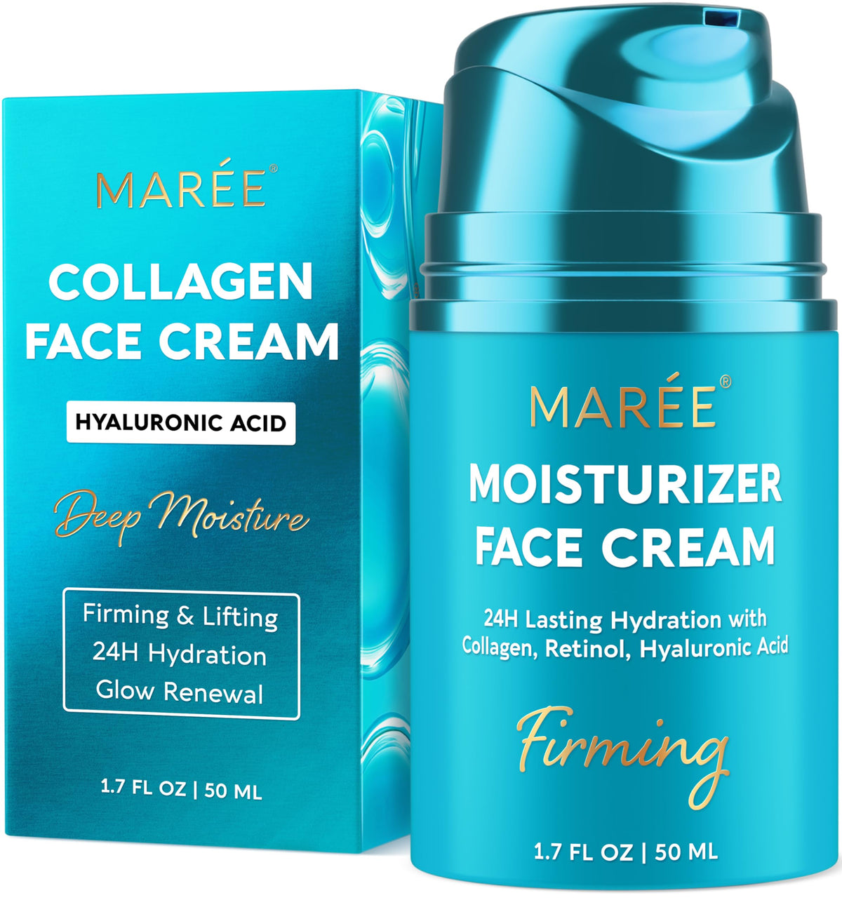 MAREE Face Moisturizer – Retinol Face Cream for Women Moisturizing with Collagen & Hyaluronic Acid – Day & Night Anti-Aging Facial Wrinkle DD Cream Moisturizer for Dry Skin – Crema Para la Cara