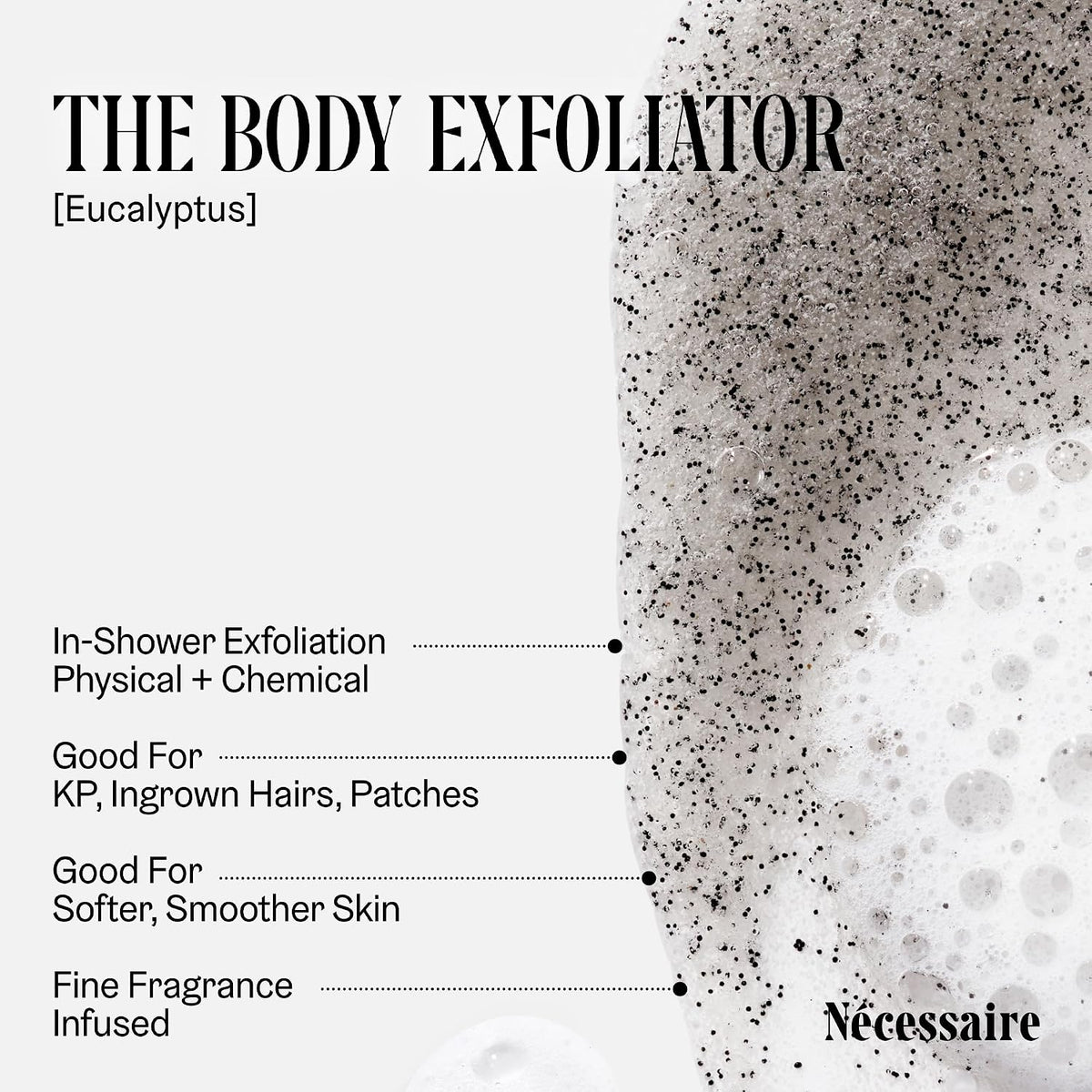 The Body Exfoliator Eucalyptus. Exfoliating Body Scrub. KP Body Exfoliant. | AHA, BHA & PHA Blend. Hypoallergenic, Dermatologist-Tested. Resurfaces Skin. 180ml / 6.1 fl oz.