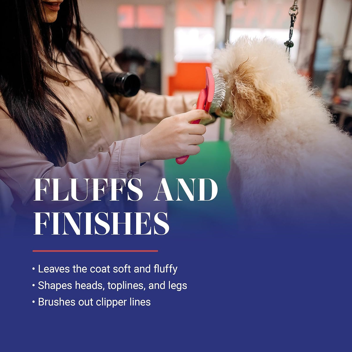 Chris Christensen Baby G Dog Slicker Brush for Dogs (Goldendoodles, Labradoodles, Poodles), Groom Like a Professional, Fluff Detangle Style, Saves Time Energy, Coral, Small