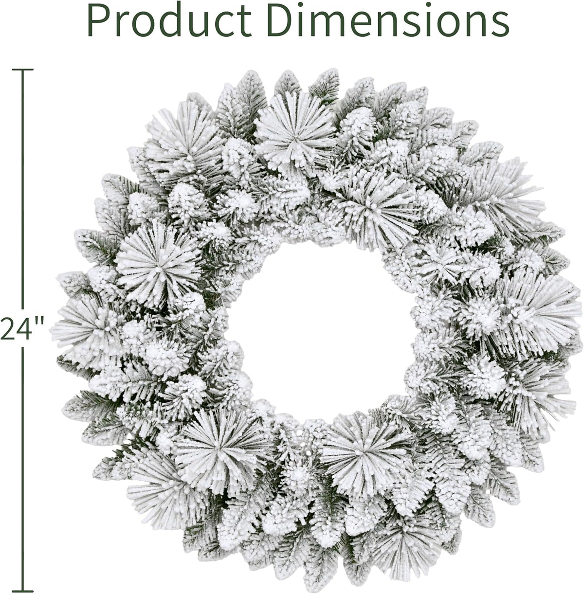 Puleo International 24 inch Flocked Spruce Artificial Christmas Wreath