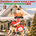 Christmas Inflatable Roof Outdoor Decorations, 8FT Inflatables Reindeer & Climbing Santa, LED Lights Blow up Holiday Hanging Decor for Window Indoor Rooftop Outside Balcony Garden Restaurant Café