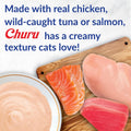 INABA Churu Cat Treats, Lickable, Squeezable Creamy Purée Cat Treat with Green Tea Extract & Taurine, 0.5 Ounces Each Tube, 50 Tubes, Tuna & Chicken Variety