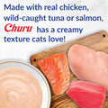 INABA Churu Cat Treats, Lickable, Squeezable Creamy Purée Cat Treat with Green Tea Extract & Taurine, 0.5 Ounces Each Tube, 20 Tubes, Tuna Variety