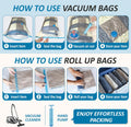 Cozy Essential Vacuum Storage Bags, 80% Compression Vacuum Seal Space Saver Plastic Packaging Bags for Clothes, Blankets, Pillow, Bedding, Comforters, Sealer Clothing Storage,20 Combo