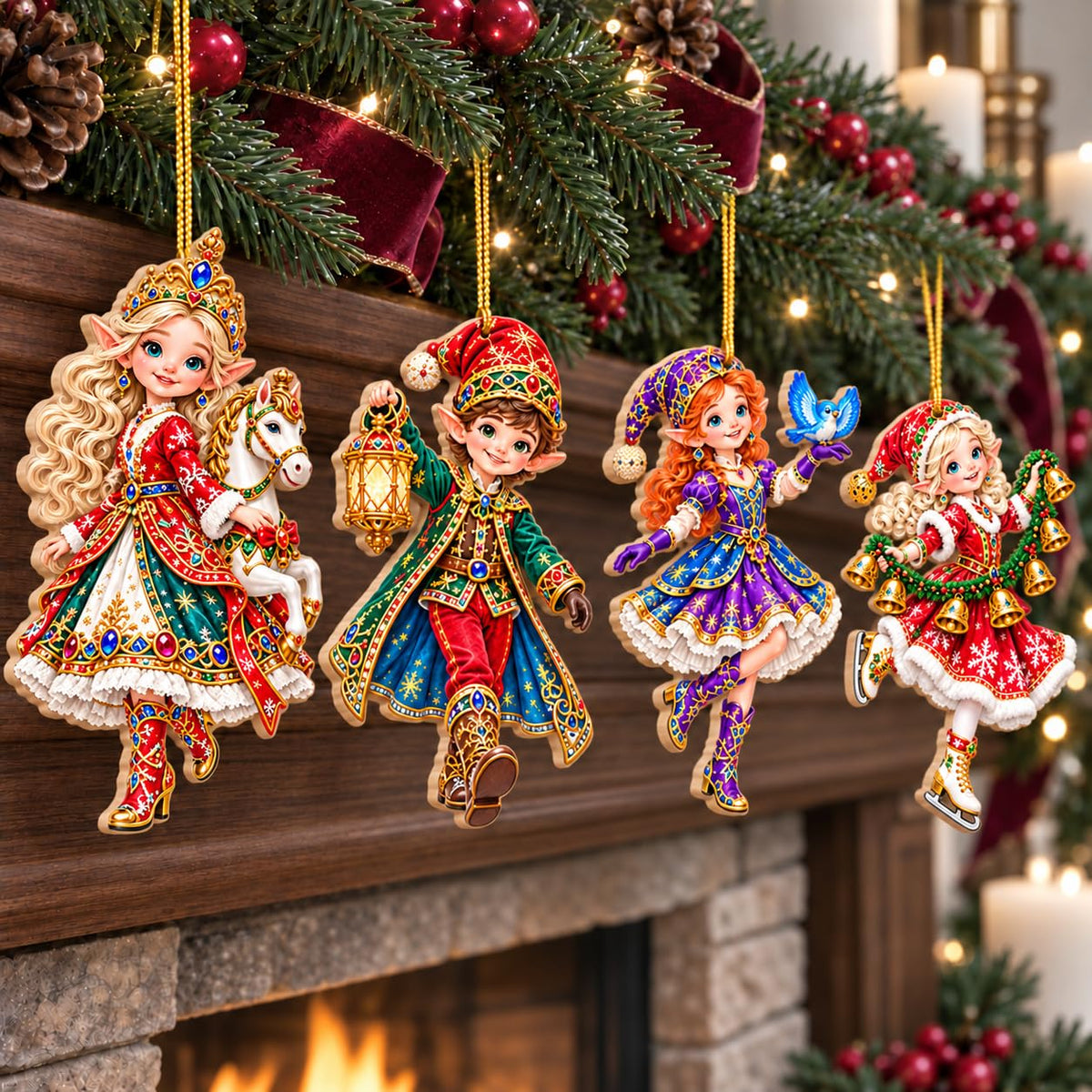 16Pcs Gingerbread Cat Christmas Ornaments