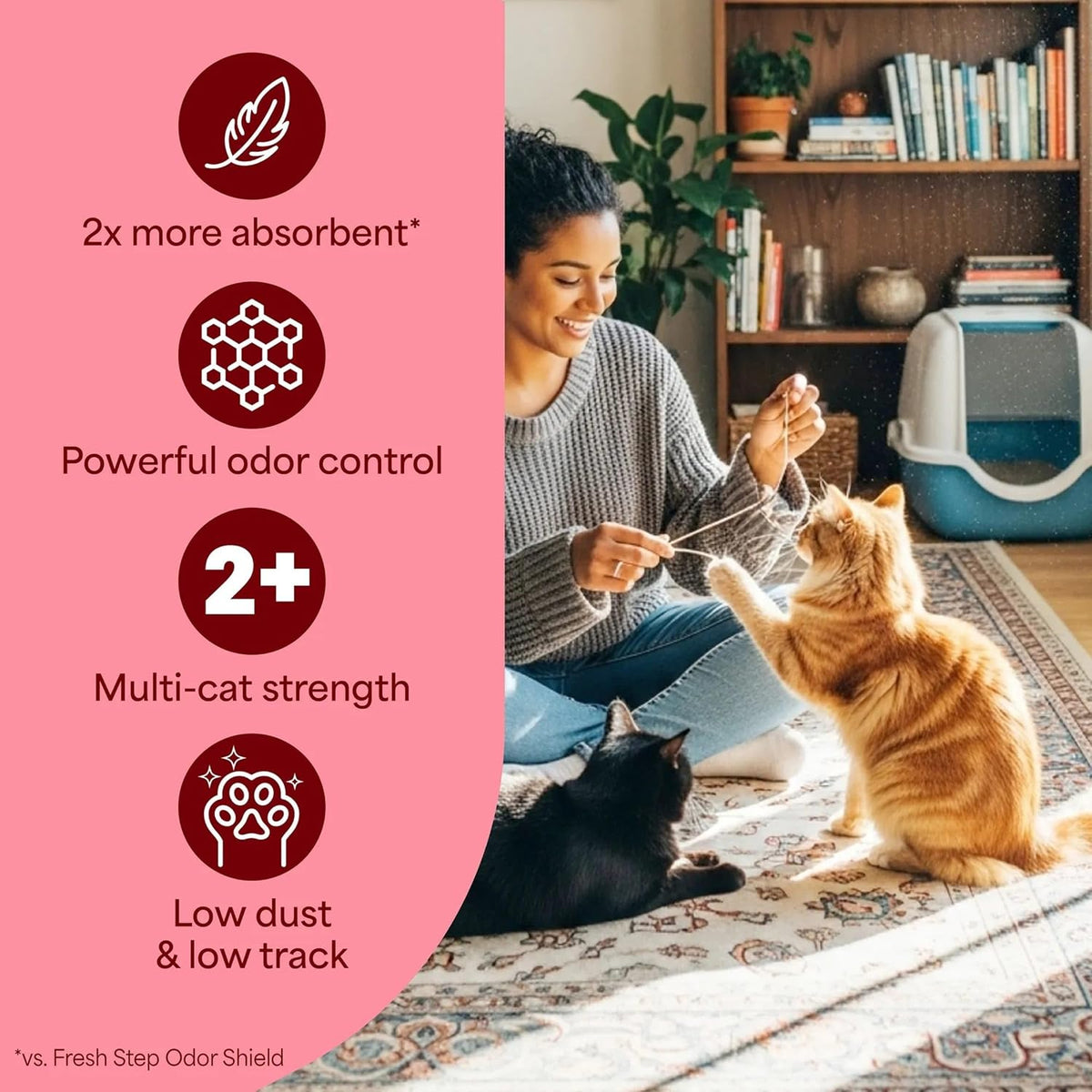 Fresh Step Clean Care Crystsal Cat Litter with Febreze Freshness, Ammonia Block Technology, Lightweight Fresh Step Crystals, Low Dust, 8 lb. Bag, Pack of 2
