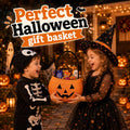 OIASKET Cotton Rope Halloween Pumpkin Basket with Handle, Trick or Treat Bucket for Kids, Woven Boo Candy Basket for Neighborhood Parades & Indoor Holiday Home Decor
