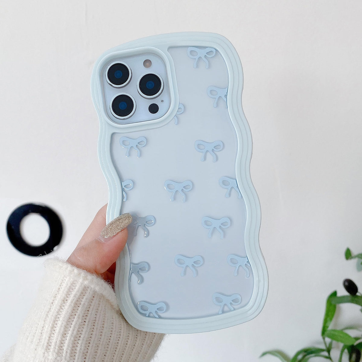 QLTYPRI Bow Case for iPhone 13/iPhone 14 Wavy Fame, Pink