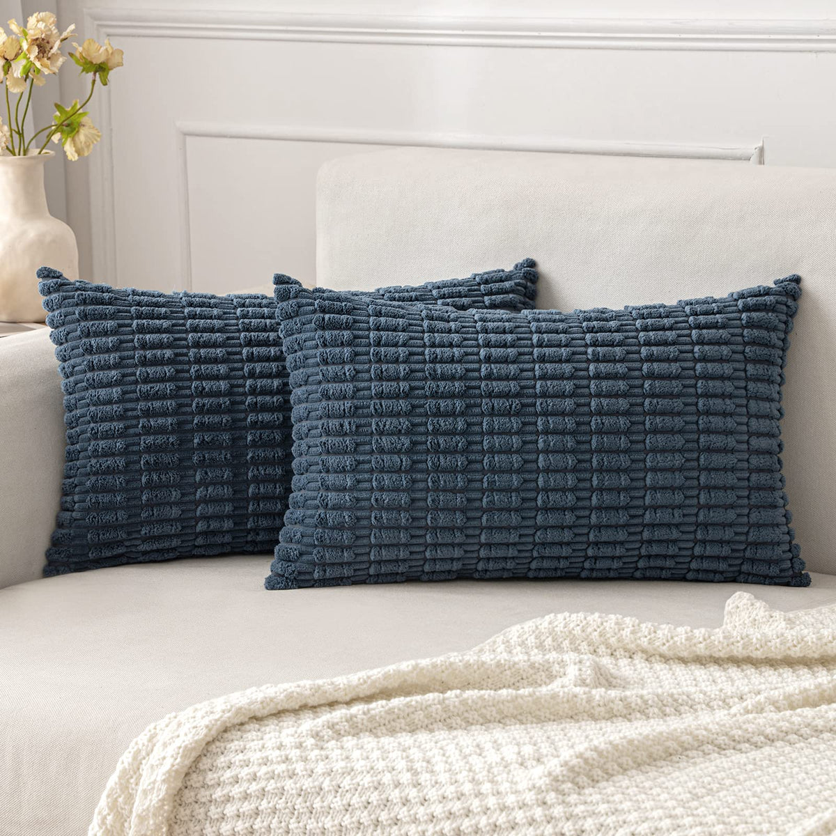 MIULEE Fall Decorative Throw Pillow Covers 18x18 Dark Rust Pack of 2