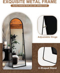 Arched Full Length Mirror with Stand, Black Floor Mirror | Aluminium alloy frame with HD float glass for distortion-free reflection. Free standing or wall mounted.