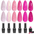 Beetles Halloween Cat Eye Gel Nail Polish Set, 6 Colors Glitter Gel