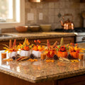 Velvet Fall Pumpkin Decor 6 Pcs, Artificial Fake Plastic Mini Pumpkins, Thanksgiving Halloween Home Table Indoor Decorations