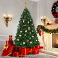 Yaheetech 6ft Pre-lit Christmas Tree with 300 Warm White Lights, Green