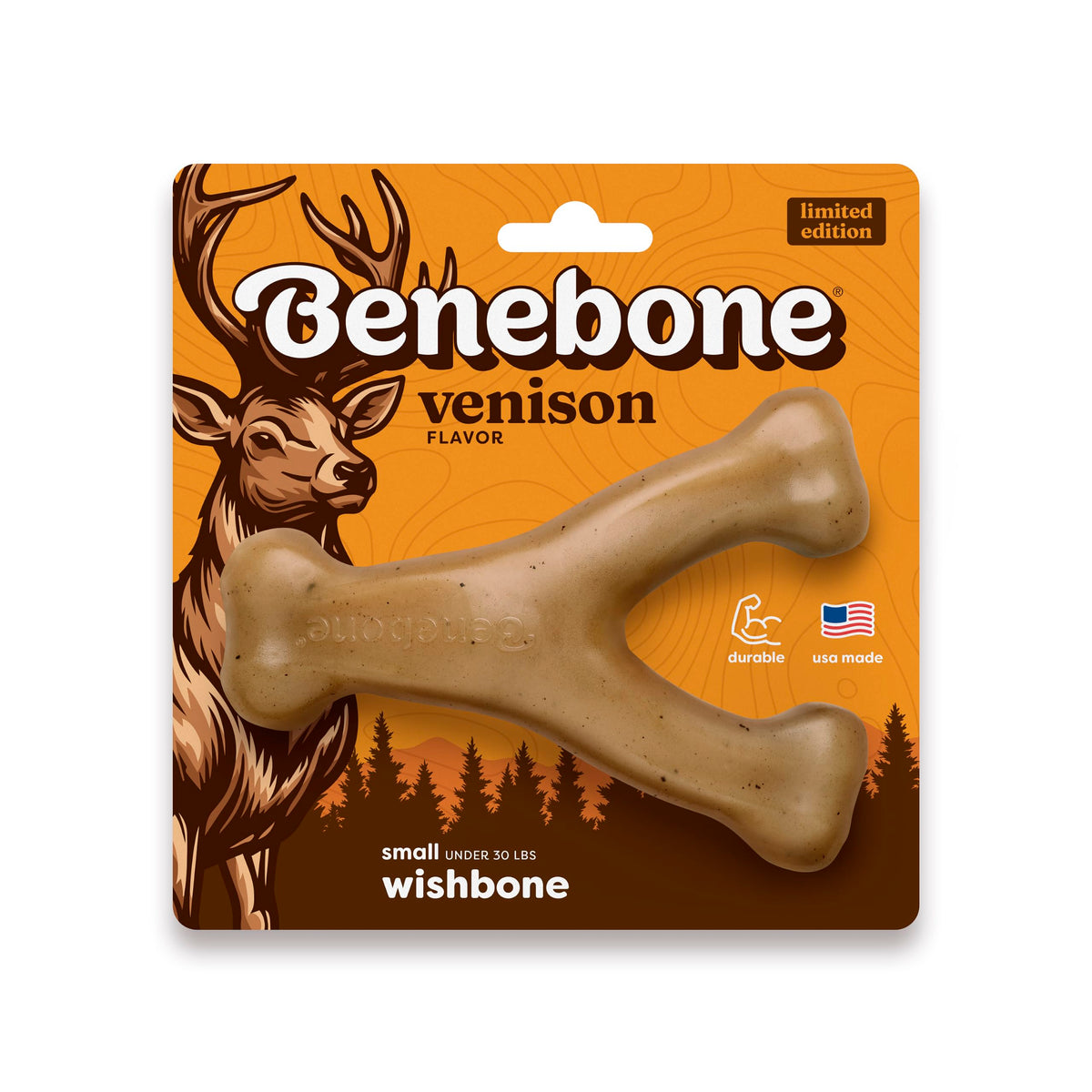 Benebone Wishbone Chew Toy for Aggressive Chewers, Pumpkin Spice, Small