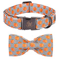 Fall Dog Collar with Bow, Black and Orange Print Fall Pet Collars Small