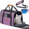 Morpilot Pet Carrier for Large Cats, Puppies & Small Dogs Up to 25lbs, Escape-Proof with Locking Zippers, Dual-Sided Cushion, Safety Buckle for Car & Vet Travel, Includes Foldable Bowl (Dark Gray)