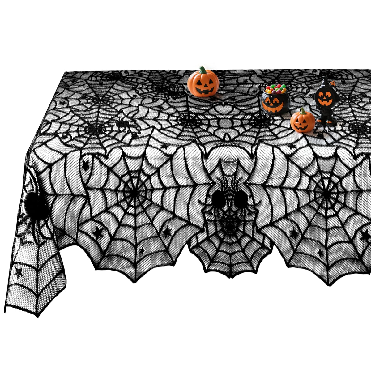 Halloween Table Runner, Black Lace Spider Web Table Runners for Halloween Decor/Party Dinner Table Decoration 18 x 72Inch