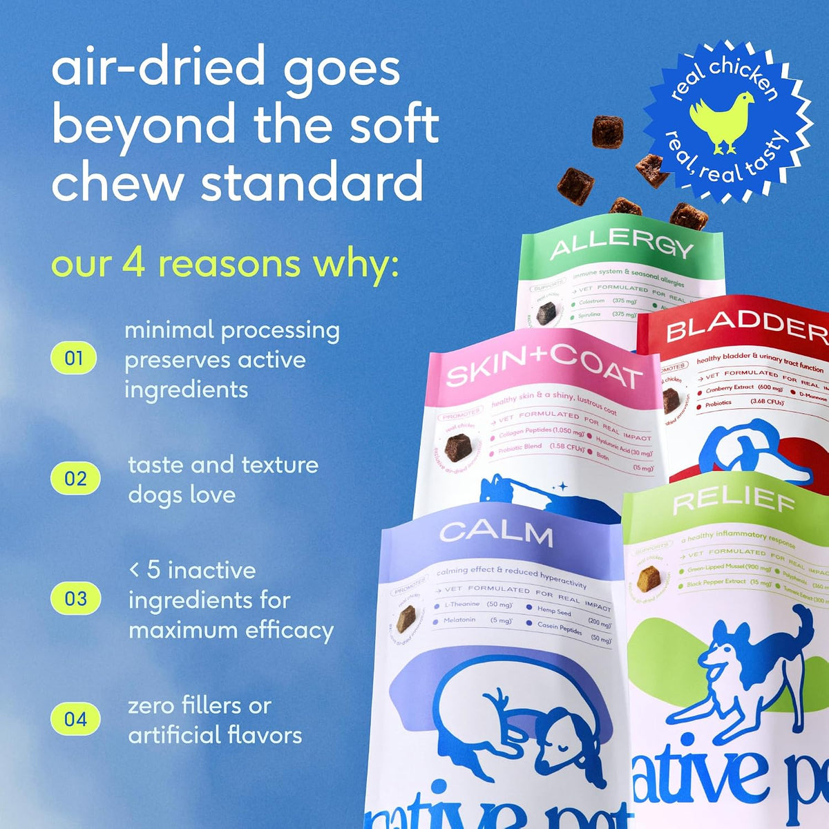 Native Pet Calming Chews for Dogs Medium Breed - 60 Calming Dog Treats - Hemp Seed, Melatonin, L-Theanine - Supports Calm Behavior - 30 Chews