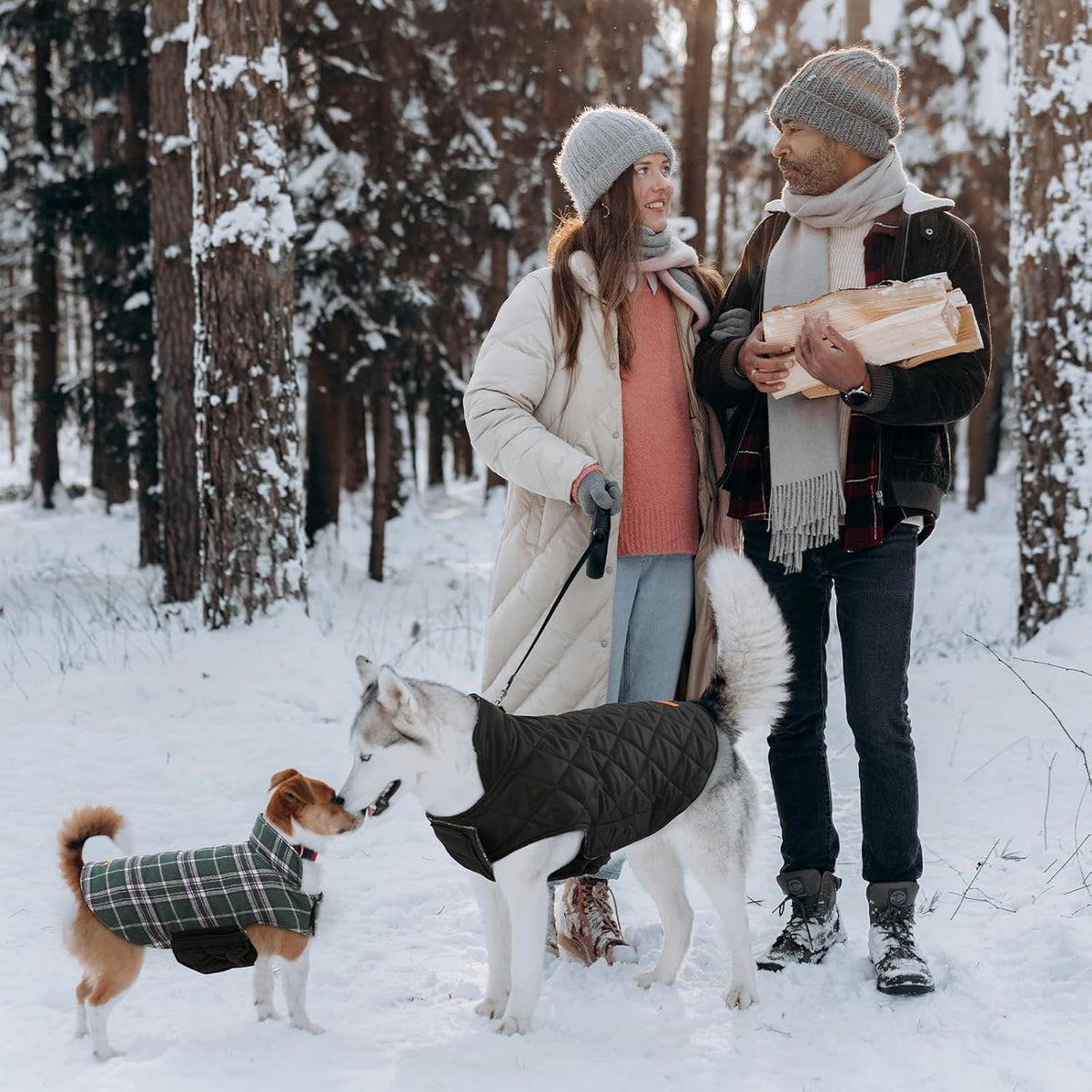 Kuoser Waterproof Dog Coat, Warm Reversible Dog Jacket with Leash Hole