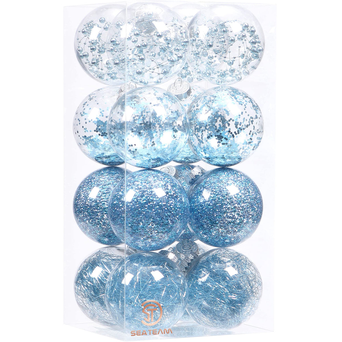 Sea Team 30-Pack Clear Christmas Ball Ornaments with Fillers, Champagne