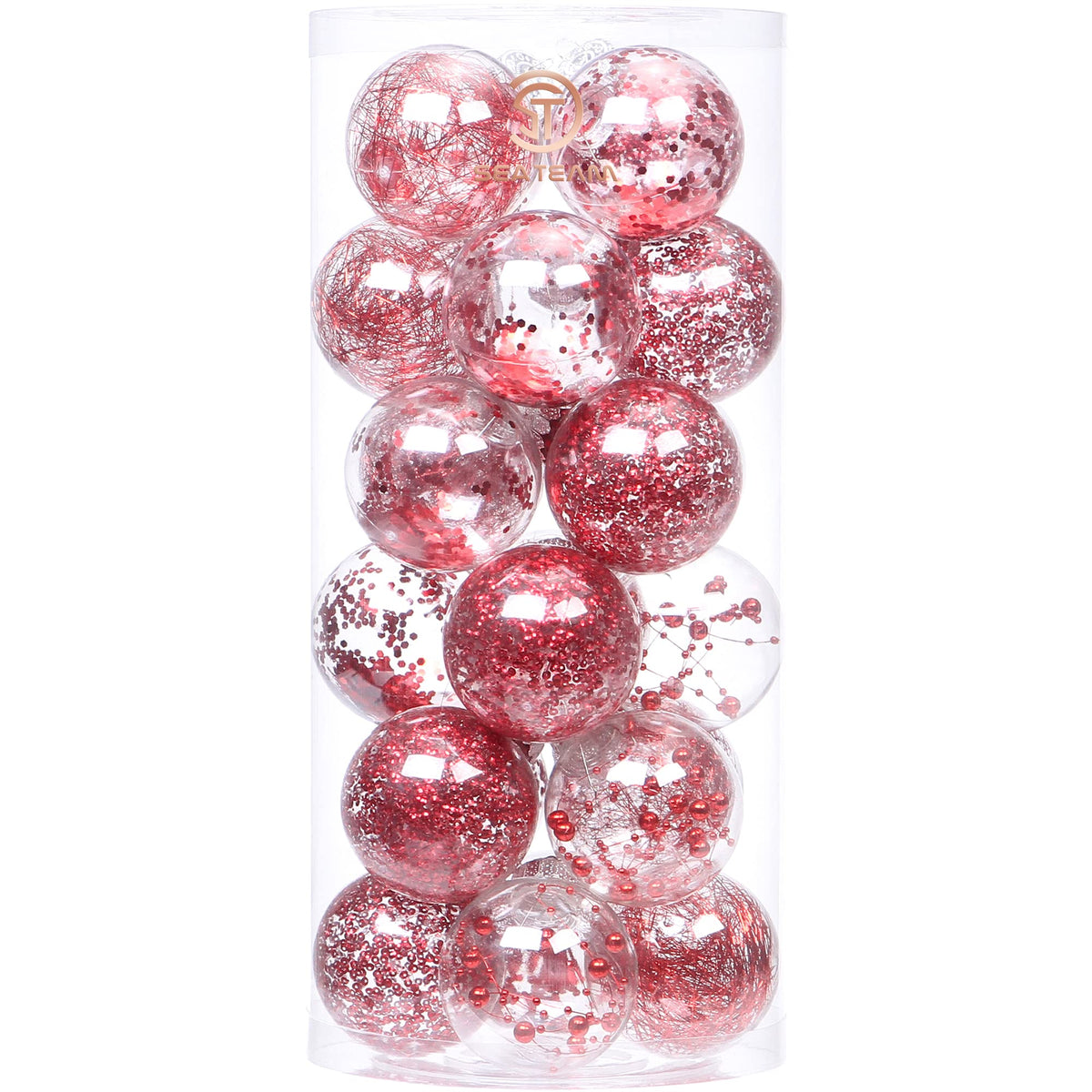 Sea Team 30-Pack Clear Christmas Ball Ornaments with Fillers, Champagne