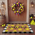 Tinideya 2 23.6 X 35.4 Inches Plaid Ghost Red Brown | Layered Coir Doormat Set, Non Slip Backing for Outdoor Entryway, Buffalo Plaid Seasonal Design, Front Porch Home Decor
