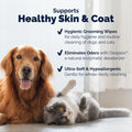 Vetnique Furbliss/Dermabliss Pet Wipes for Dogs & Cats for Grooming, Cleansing & Deodorizing, Thick Dog Wipes for Convenient Dog Cleaning with Natural Deodorizer, 100ct (NEW Unscented)