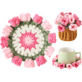 Crochet Flower Coasters, Handmade Bouquet Coasters with Crochet Plant Pot (Sunflower Yellow, 1Pc)