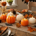 Fall Decor Pumpkin Flameless Candles Remote LED Candles Orange Set of 2