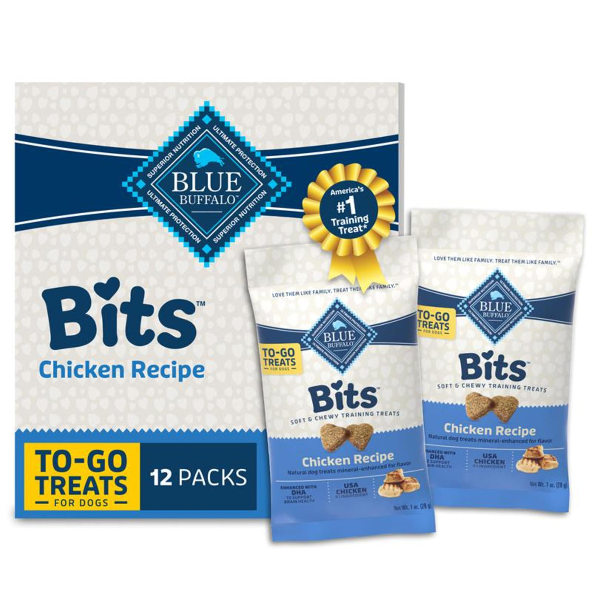 Blue Buffalo Bits Beef Soft & Chewy Dog Treats, Bite-Sized for Training, Made with Real Beef & Enhanced with DHA, Heart-Shaped Dog Treats, Made in the USA with Natural Ingredients, 19 oz.