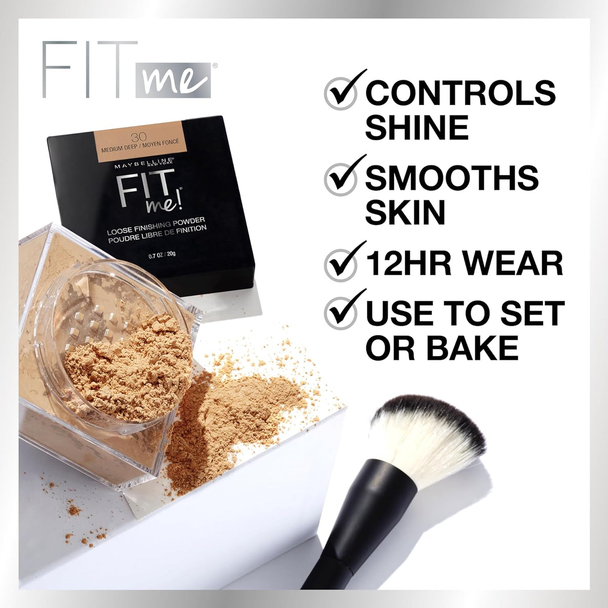 Maybelline Fit Me Loose Setting Powder, Face Powder and Finishing Makeup, Light, 1 Count