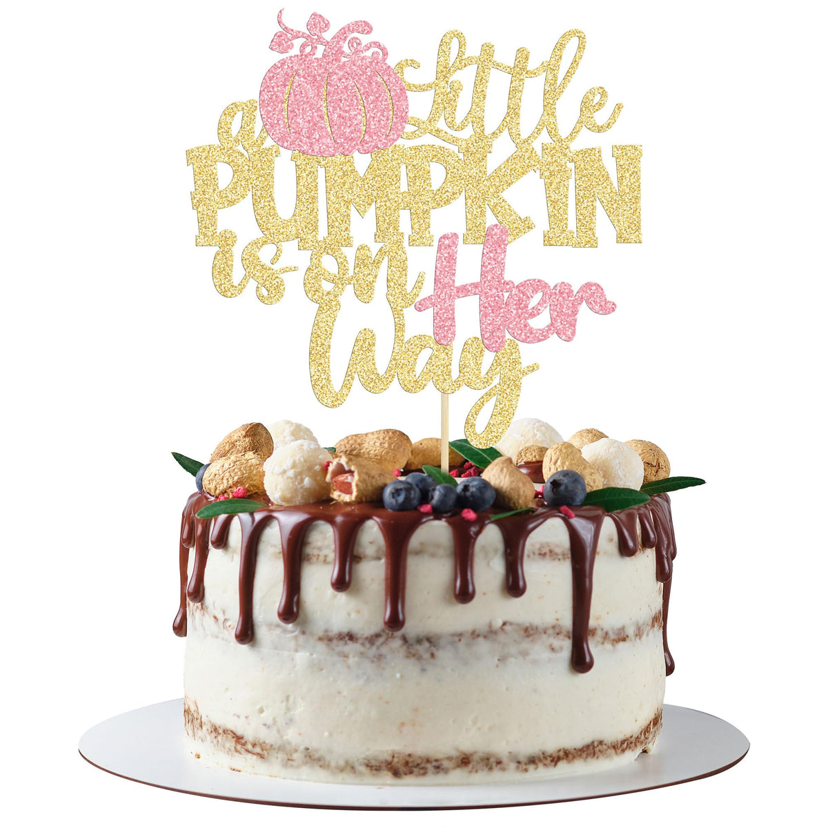 24pc Little Pumpkin Cupcake Toppers - Glitter Pumpkin Cupcake Picks - Baby Shower Decorations - Fall Harvest Theme - Kids Birthday Party Supplies