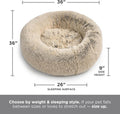 Best Friends by Sheri The Original Calming Donut Dog Bed for Large Dogs up to 100 lbs, Shag Faux Fur, Taupe, Large, 36" x 36"