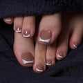 Curvlife Soft Gel Press on Toenails Short Design Milky White Fake Toe Nails Stick On Foot Nails Acrylic Glossy White Toenail Press ons Square for Easter Gift For Women