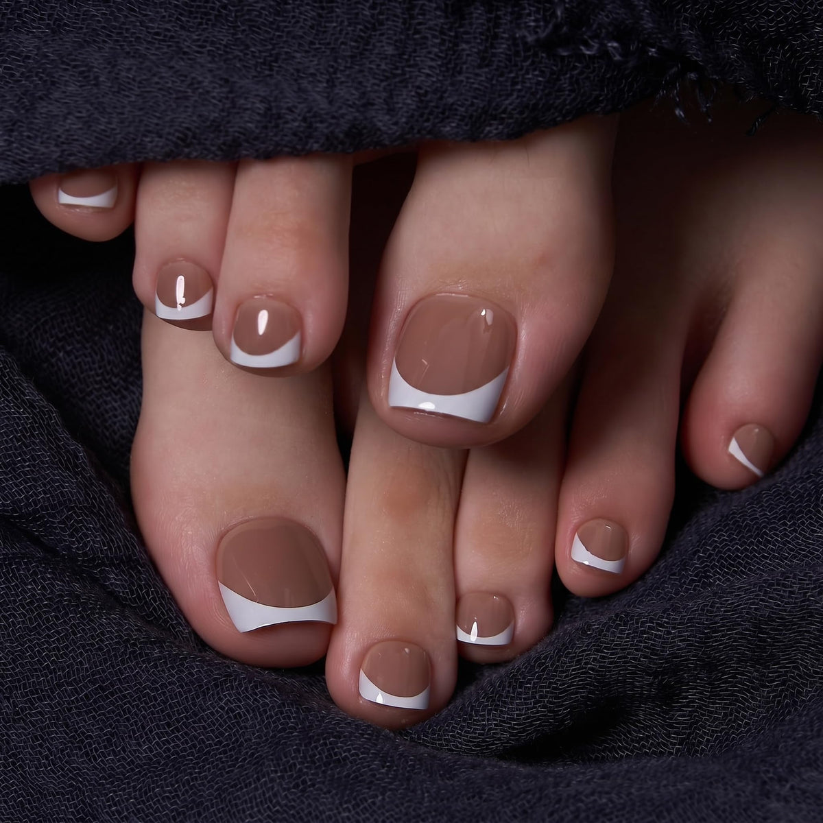 Curvlife Soft Gel Press on Toenails Short Design Milky White Fake Toe Nails Stick On Foot Nails Acrylic Glossy White Toenail Press ons Square for Easter Gift For Women