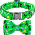 Fall Dog Collar with Bow, Black and Orange Print Fall Pet Collars Small