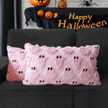 Halloween Ghost Decorative Pillow Covers 18x18 Set of 2, Beige Soft Plush Faux Fur Farmhouse Throw Cushion Cases for Fall Holiday Home Decorations