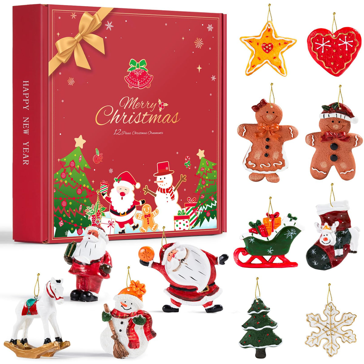 Mini Christmas Ornaments 24pcs, Miniature Christmas Tree Ornaments Set