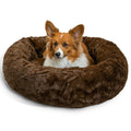 Best Friends by Sheri The Original Calming Donut Dog Bed for Large Dogs up to 100 lbs, Shag Faux Fur, Taupe, Large, 36" x 36"
