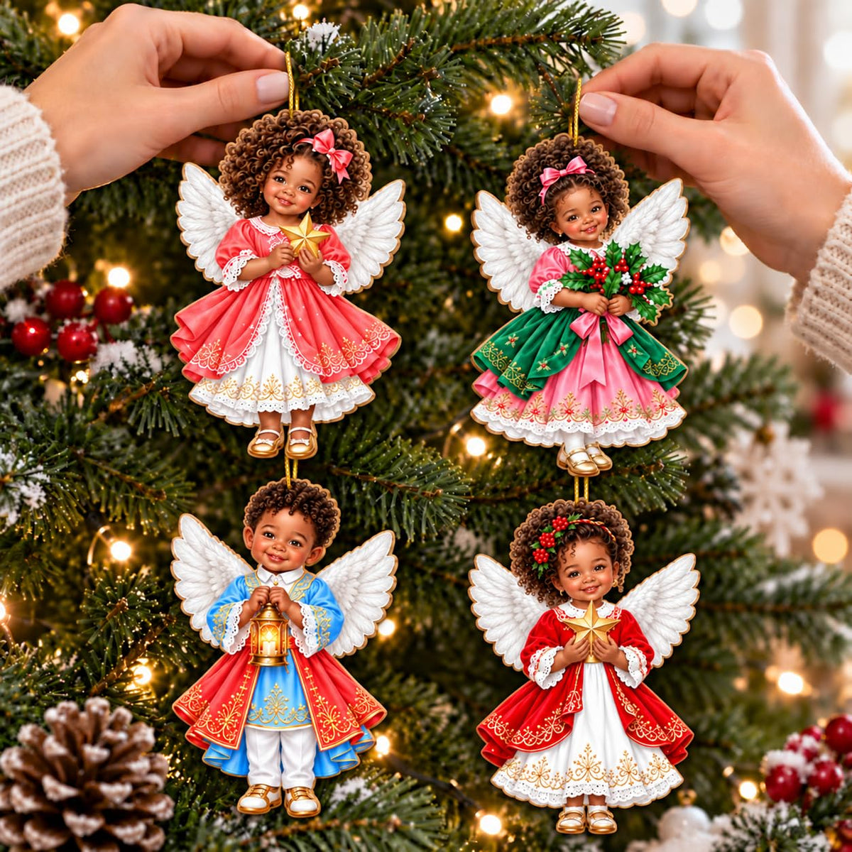 18Pcs Colorful Angel Christmas Ornaments