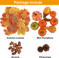 winemana Fall Decorations for Home Mini Pumpkins Gourds & Leaves Set