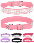 Bling Dog Collar for Small Medium Large Dogs, Crown Rhinestone Dog Collars for Girl and boy Dog, Diamond Puppy Collars, Adjustable Leather Suede SOFE Cat Collar (S(10.6"-13"/27CM-33CM), Pink)