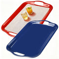 Thanksgiving Serving Trays with Handles, 19 x 11.6 Inch, Set of 2, Bamboo Fiber Serving Platter, Dishwasher Safe, with Removable Silicone Mats, Turkey and Fall Plaid