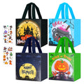 Lyforpyton 4Pcs Halloween Goodie Bags, Small Non-Woven Gift Bag with Handles, Suitable for Halloween Trick or Treat Party, 9"x8.6"x4.3"