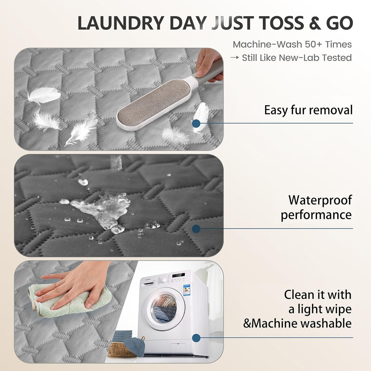 gogobunny Waterproof Pet Blanket for Bed, Washable Couch Cover for Dog Cat