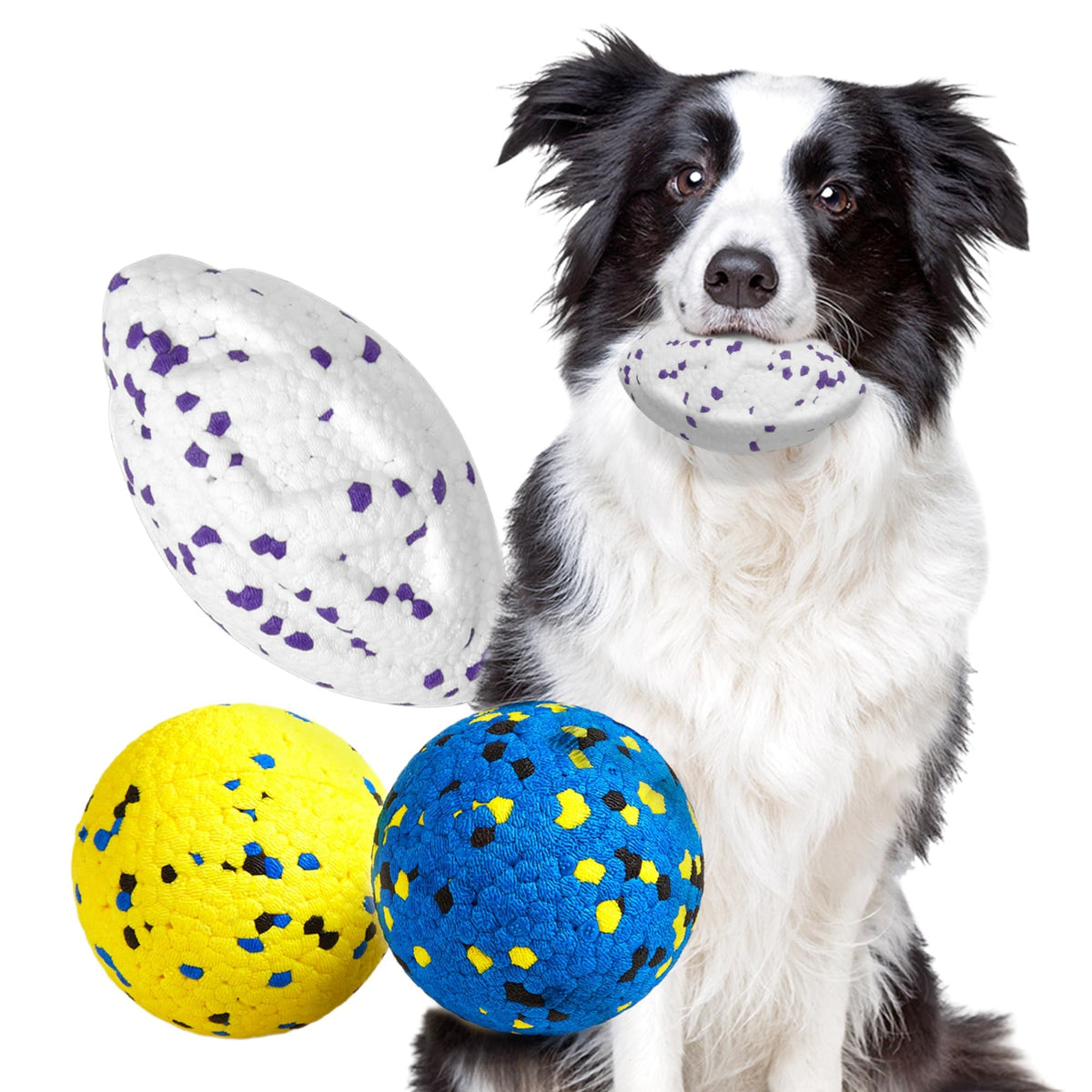 Kimee Dog Balls Tennis Ball Toys Dog Toys for Aggressive Chewers Durable Teething Chew Toys Water Toy Fetch Ball for Large Medium Small Dog and Puppies (4 Balls)
